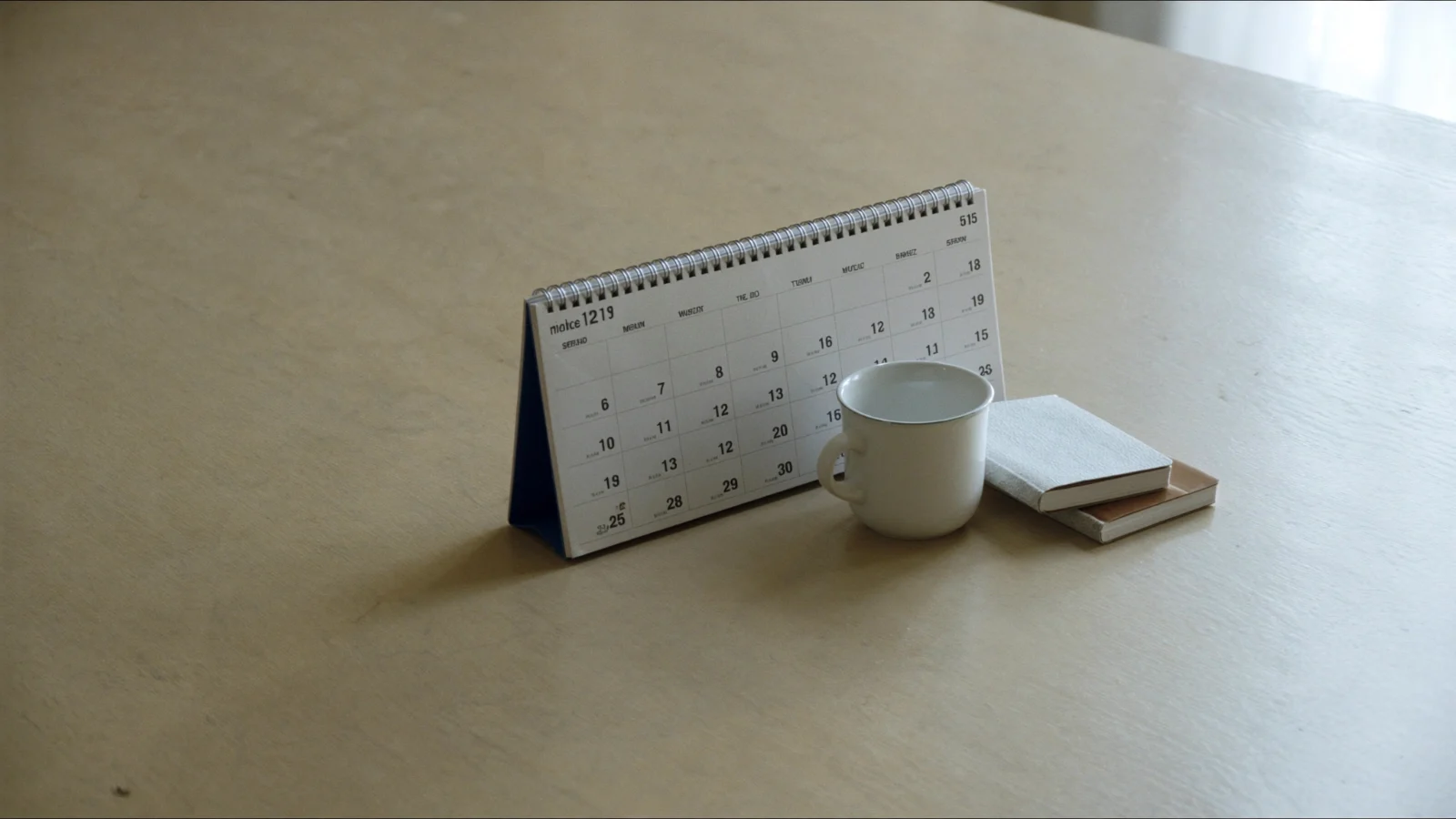 Calendário de mesa marcando planejamento de longo prazo