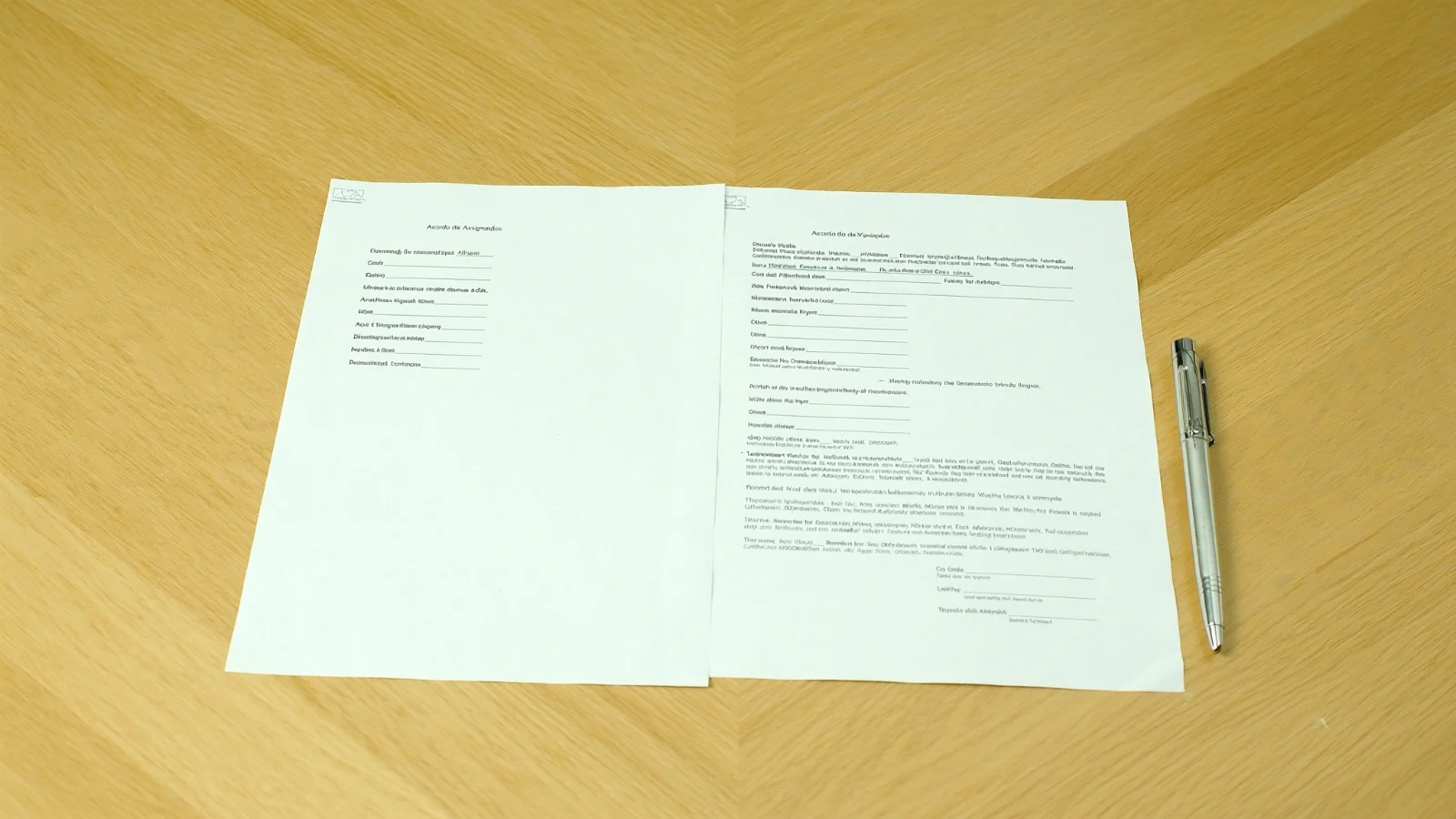 Contrato de financiamento e contrato de locação lado a lado sobre a mesa