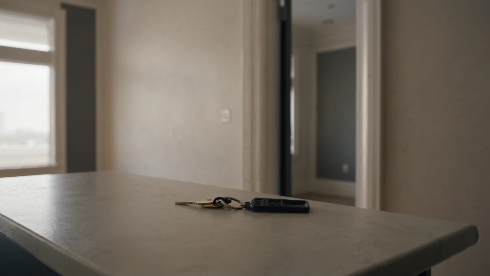 Chave nova entregue sobre a bancada da cozinha